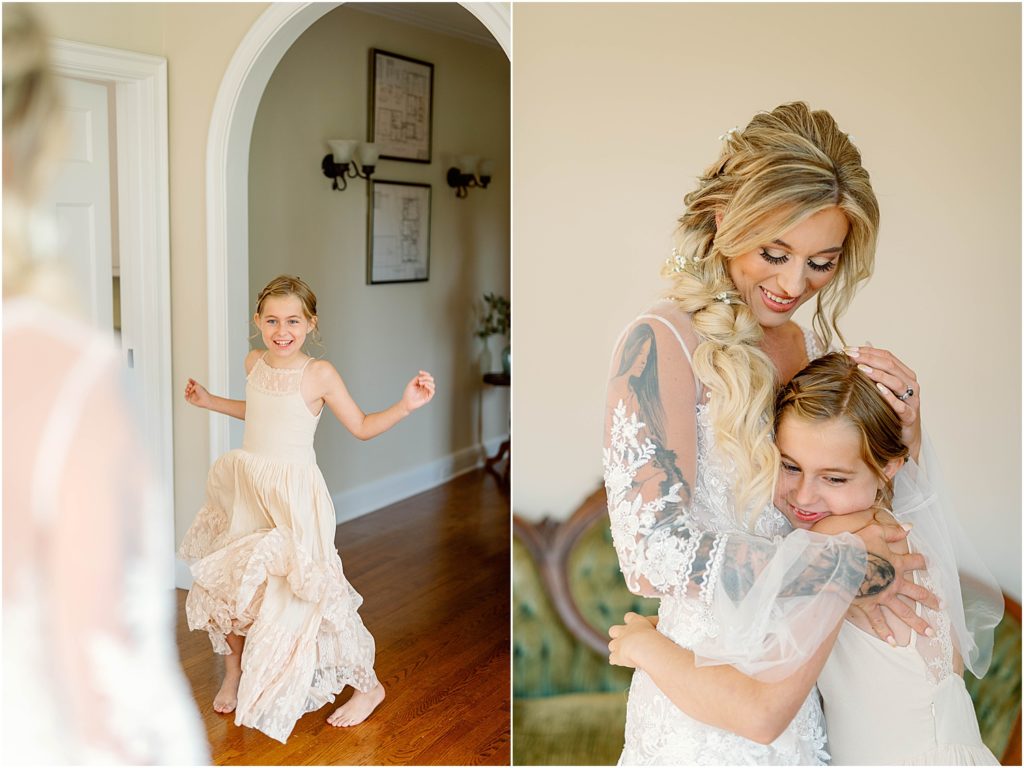 Fall Boho Wedding mom and daughter first look