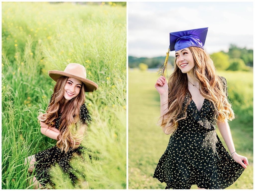 Spring High School Senior at Cherokee Trail Portrait in the yellow flowers and cap