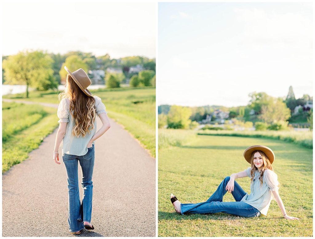 Spring High School Senior at Cherokee Trail Portrait in the road and grass