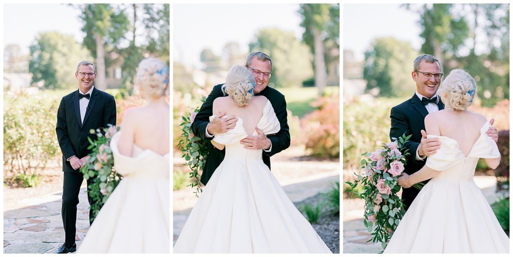 Romantic Summer Garden Wedding, first look moments with FOB
