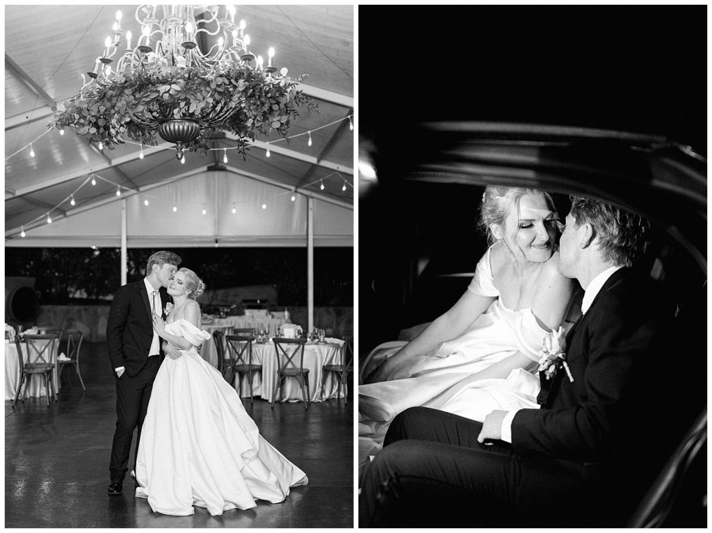 Romantic Summer Garden Wedding, black and white exit images