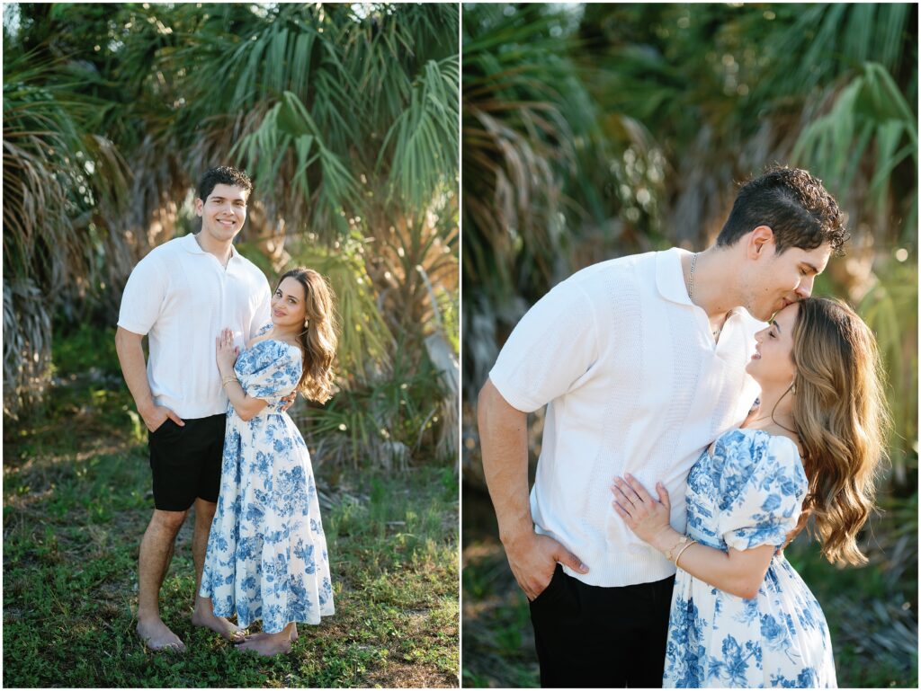 Couple Portraits under the palm trees on the beach in Florida 