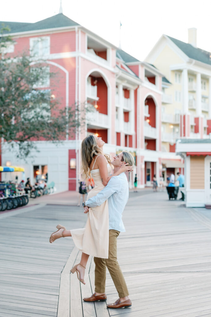 Couple laughing together - Disney Boardwalk - Orlando Florida - Alaina René Photography