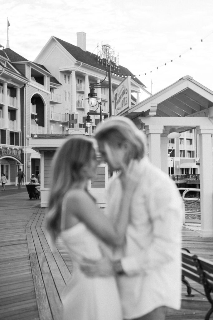 Creative Black and white shot - of - engaged couple - Orlando Florida - Alaina René Photography