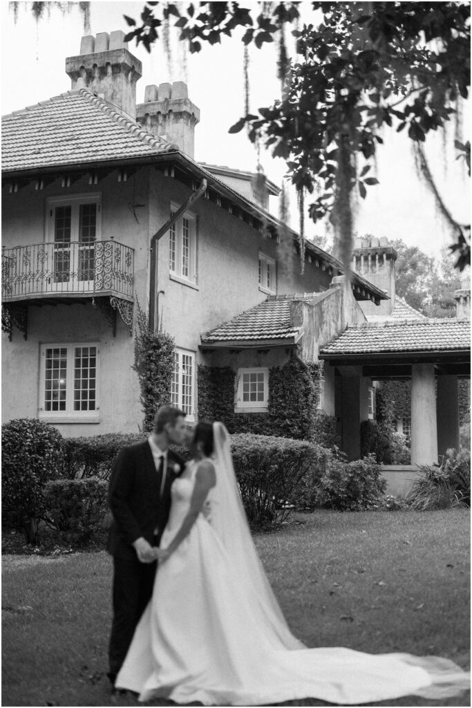 Black and white moment of peace at Sydonie Mansion in Orlando Florida with Alaina René Photography